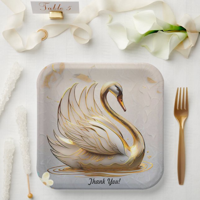 "Majestic Swan Silhouette" Paper Plate (Wedding)