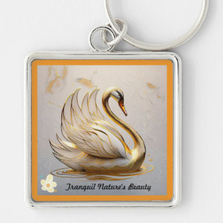 "Majestic Swan's Gentle Glide" Key Ring
