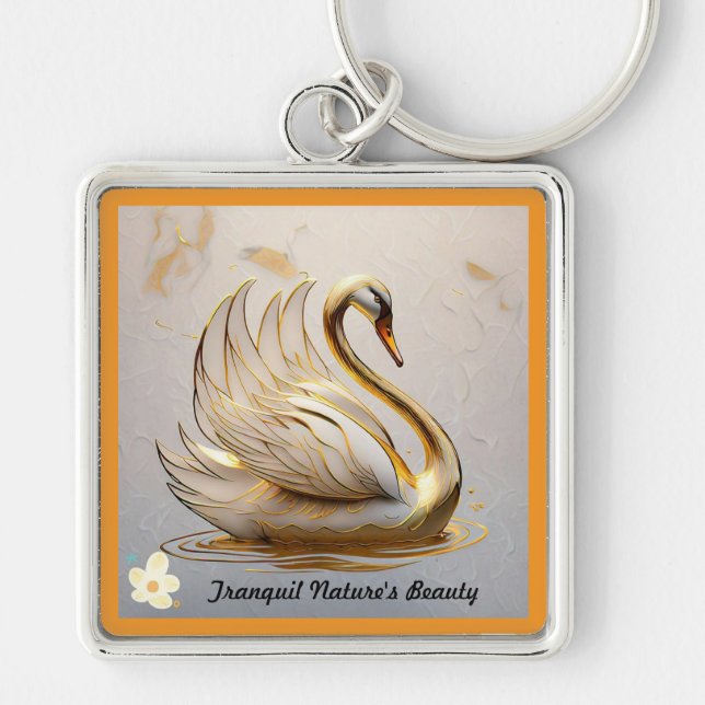 "Majestic Swan's Gentle Glide" Key Ring (Front)