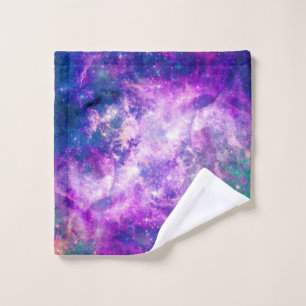 Majestic Teal Purple Starry Space Nebula Wash Cloth