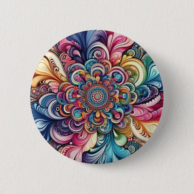 Majestic Tie-dye rainbow colours Button (Front)