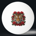 Majestic Tiger Face Red Rose Floral Wreath Ping Pong Ball<br><div class="desc">This exquisite design features a hyper-realistic portrait of a tiger, beautifully framed by a romantic wreath of blooming red roses and deep green foliage. The contrast between the fierce predator and the delicate flowers makes for a striking visual statement. Ideal for those who love tattoo-style art, floral animal prints, and...</div>