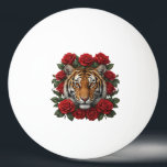 Majestic Tiger Face Red Rose Floral Wreath Ping Pong Ball<br><div class="desc">This exquisite design features a hyper-realistic portrait of a tiger, beautifully framed by a romantic wreath of blooming red roses and deep green foliage. The contrast between the fierce predator and the delicate flowers makes for a striking visual statement. Ideal for those who love tattoo-style art, floral animal prints, and...</div>