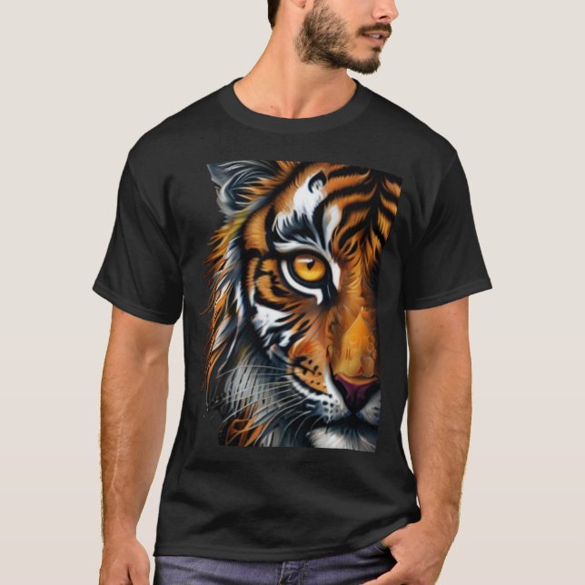 "Majestic Tiger Gaze T-Shirt – Bold Wildlife Art o (Front)