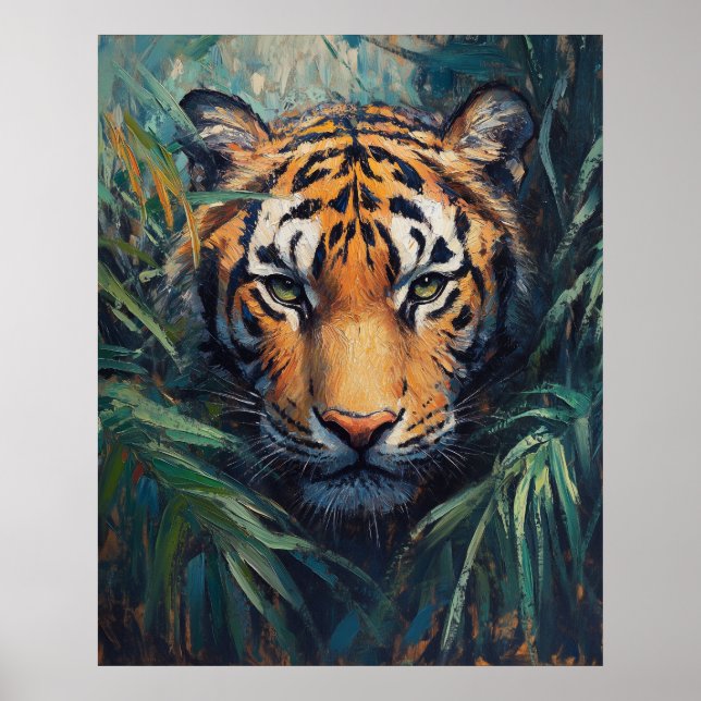 Majestic Tiger in Jungle Foliage Poster (Front)
