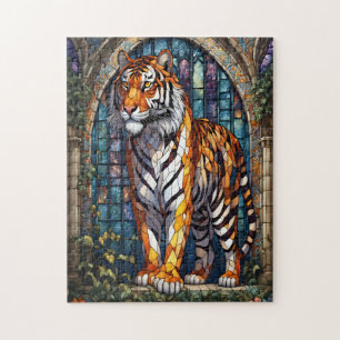 Majestic Tiger in Stained Glass Jigsaw Puzzle