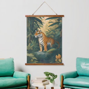 Majestic Tiger in the Jungle Elegant Wildlife Art  Hanging Tapestry