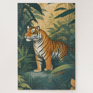 Majestic Tiger in the Jungle Elegant Wildlife Art Jigsaw Puzzle