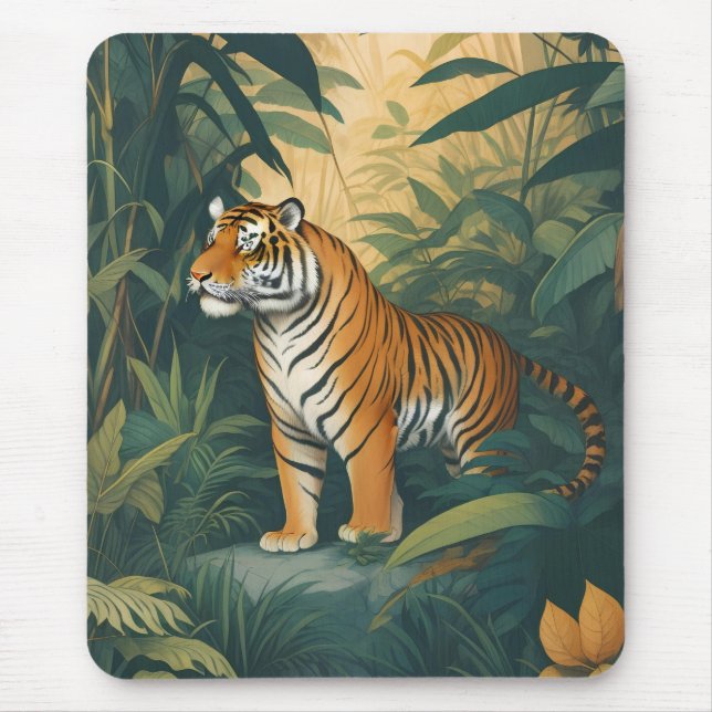 Majestic Tiger in the Jungle Elegant Wildlife Art  Mouse Mat (Front)