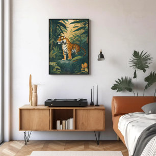 Majestic Tiger in the Jungle Elegant Wildlife Art  Poster