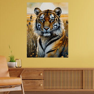 Majestic Tiger in Watercolor Poster