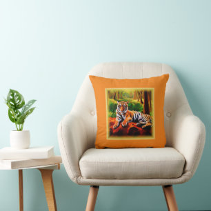 "Majestic Tiger Resting in The Wild". Buy Now Cushion