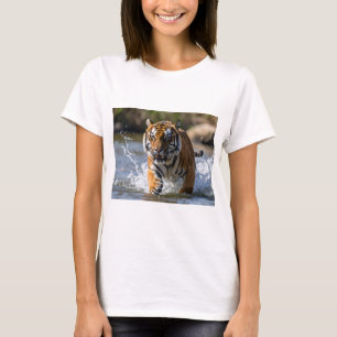 Majestic Tiger Running Through Water T-Shirt