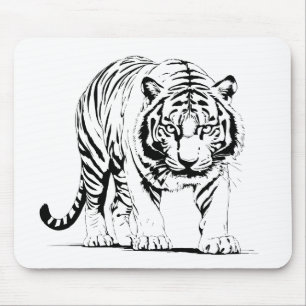 Majestic Tiger Silhouette in Bold Vector Art Mouse Mat