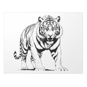 Majestic Tiger Silhouette in Bold Vector Art Notepad