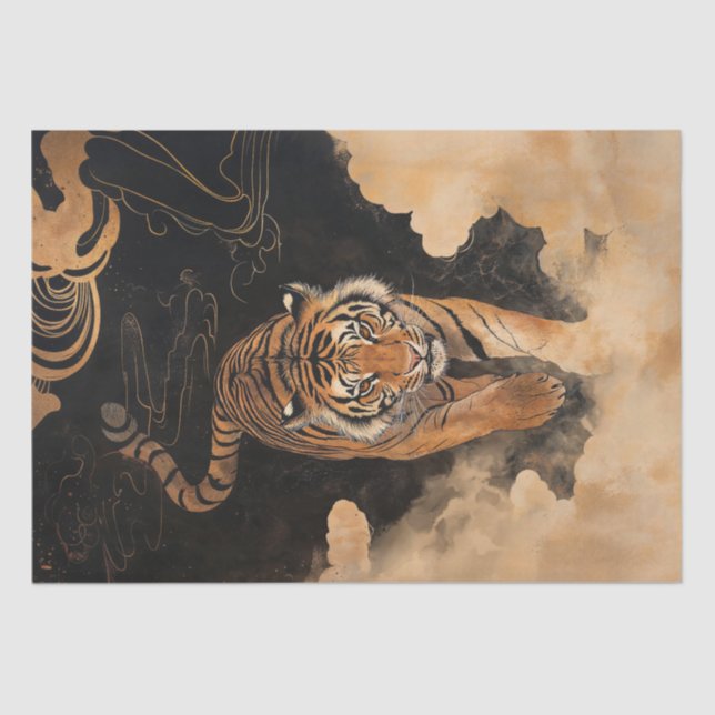 Majestic Tiger Walk Bold Watercolor Art Tissue Paper (Front)