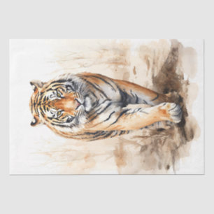 Majestic Tiger Walk Watercolor Illustration Tissue Paper