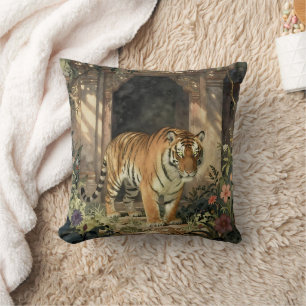 Majestic Tiger Walking through Ancient Dunes Cushion