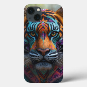 Majestic Tiger with Vibrant Tribal Face Paint iPhone 13 Case