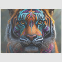Majestic Tiger with Vibrant Tribal Face Paint