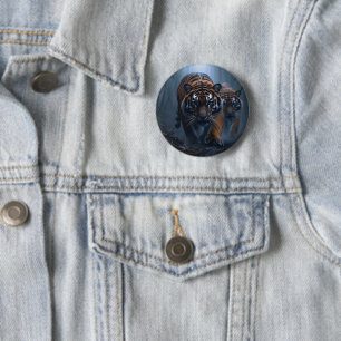 Majestic Tigers in a Foggy Jungle 6 Cm Round Badge