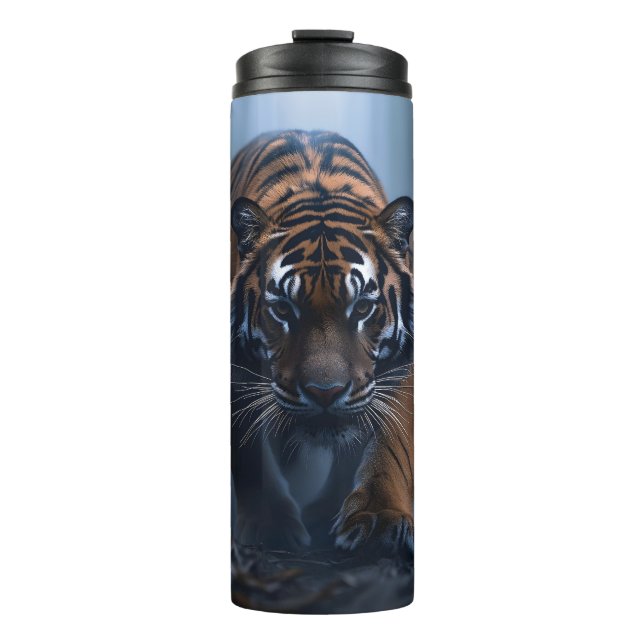 Majestic Tigers in a Foggy Jungle  Thermal Tumbler (Front)