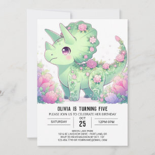 Majestic Triceratops Dinosaur Digital Birthday Invitation