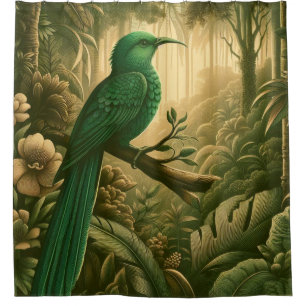 Majestic Tropical Bird in the lush green jungle 3 Shower Curtain