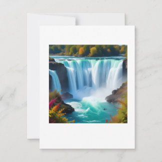 Majestic Turquoise Waterfall | Autumn Nature Wall RSVP Card