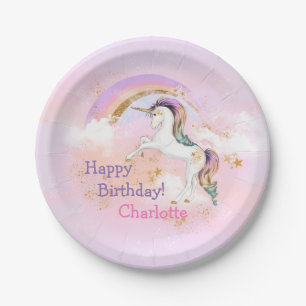 Majestic Unicorn and Rainbow Birthday Party Paper Plate