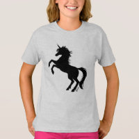 Majestic Unicorn Art Girl's Grey T-shirt by Mei Yu