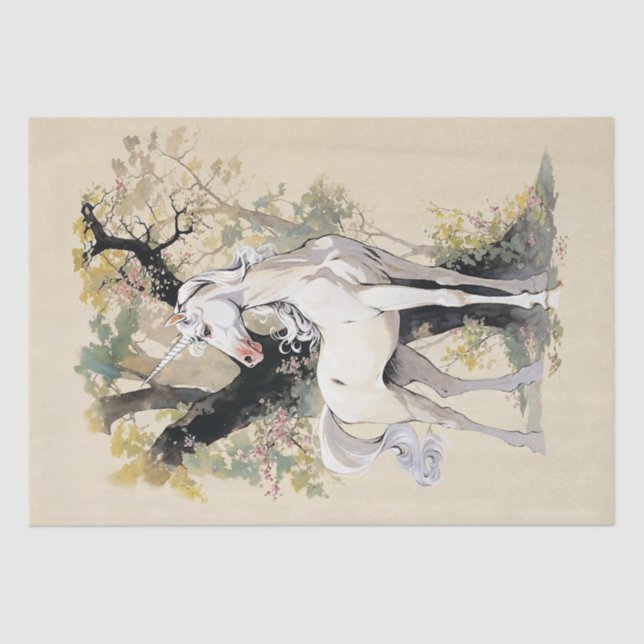 Majestic Unicorn in an Enchanted Forest Tissue Paper (Front)