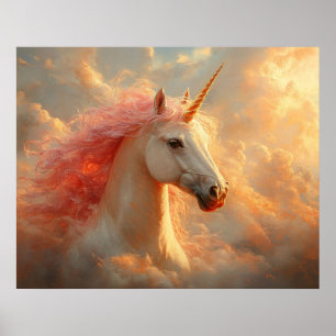 Majestic Unicorn in Sunset Clouds Poster