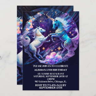 Majestic Unicorns Dancing Birthday Party Invitation