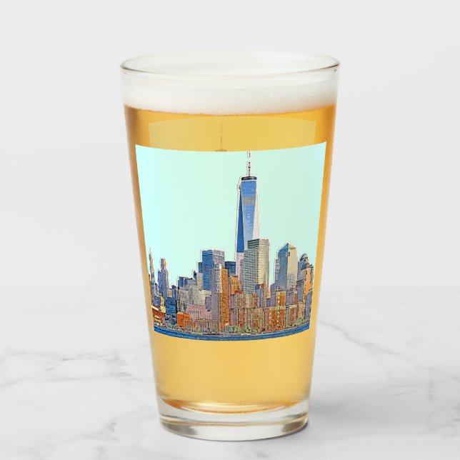 Majestic View of New York City Skyline artistic Glass (Front Filled)