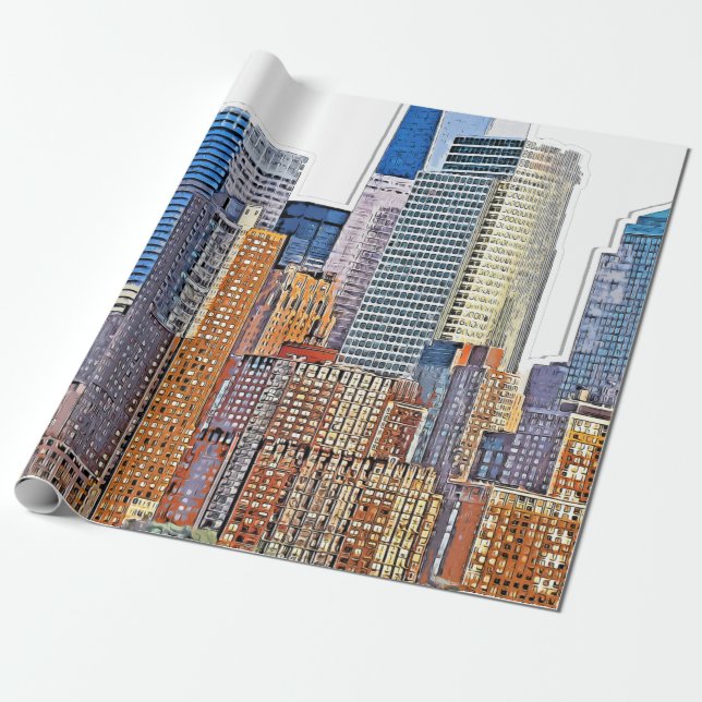 Majestic View of New York City Skyline artistic Wrapping Paper (Unrolled)