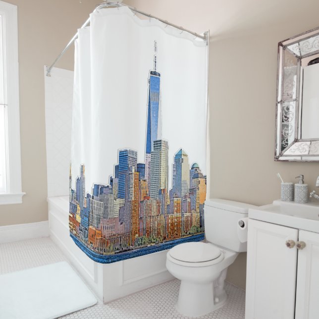 Majestic View of New York City Skyline Shower Curtain (In Situ)