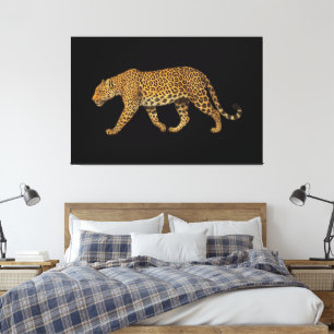 Majestic Walking Leopard Illustration Canvas Print