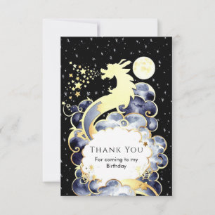 Majestic Watercolor Dragon Birthday Thank You Card