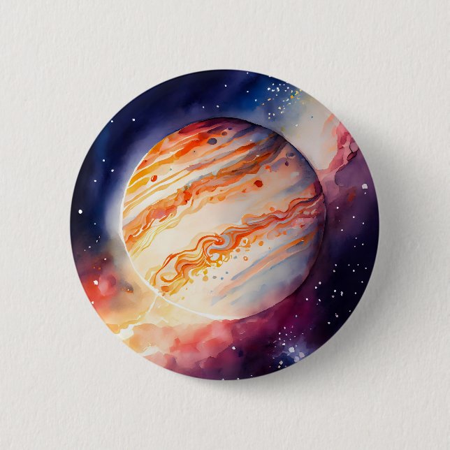 Majestic Watercolor Jupiter Art 6 Cm Round Badge (Front)