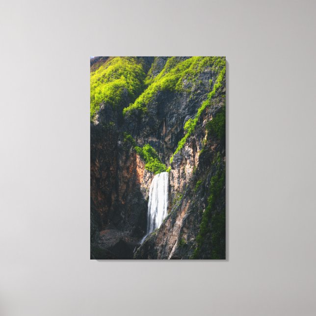 Majestic waterfall Boka in spring glory Canvas Print (Front)