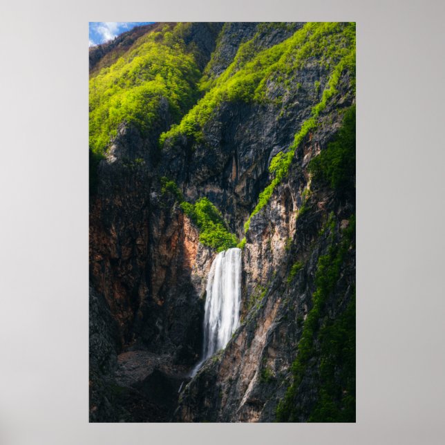 Majestic waterfall Boka in spring glory Poster (Front)