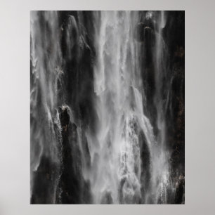 Majestic waterfall Boka, Slovenia black and white Poster
