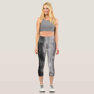 Majestic waterfall Boka, Slovenia black white  Capri Leggings