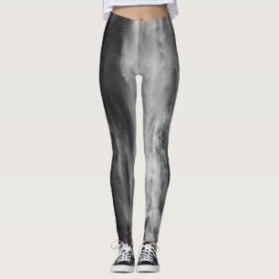 Majestic waterfall Boka, Slovenia black white Leggings
