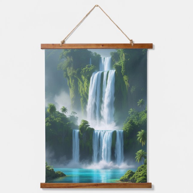 Majestic Waterfall landscape Hanging Tapestry (Front)