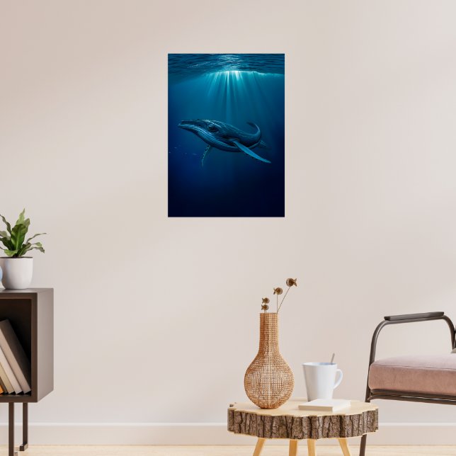 Majestic Whale in the Deep Blue Sea Poster (Living Room 3)