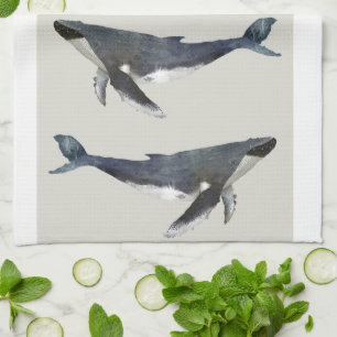 Majestic Whale Kitchen Tea Towel