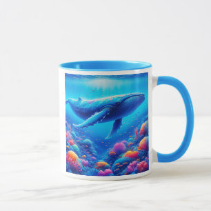 Majestic whale swimming in a reef. mug