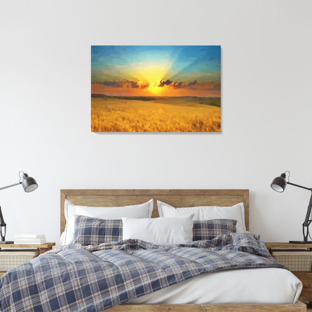 Majestic Wheat fields View Oil Painting Print (Insitu(Bedroom))